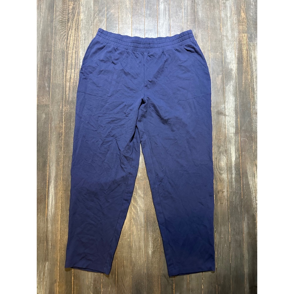 Anybody Joggers Navy Blue Cotton Modal Blend Elastic Waist Lounge with Pockets